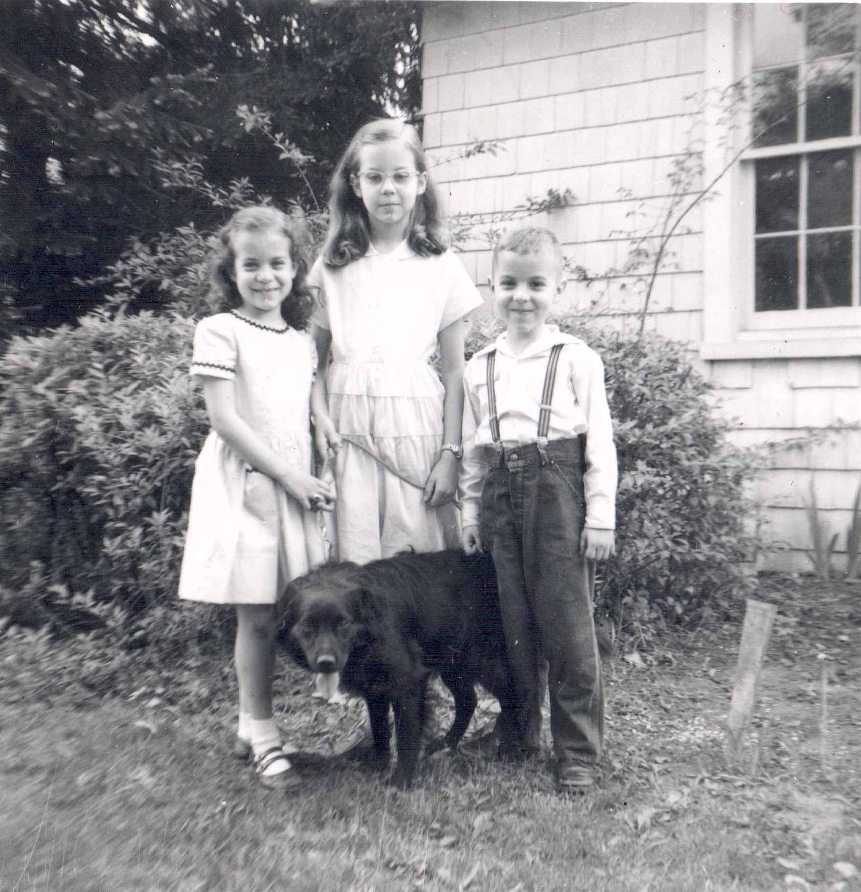 Elice (age 6½), Arlene and David in the garden, 703 Dryden Drive, Baltimore
