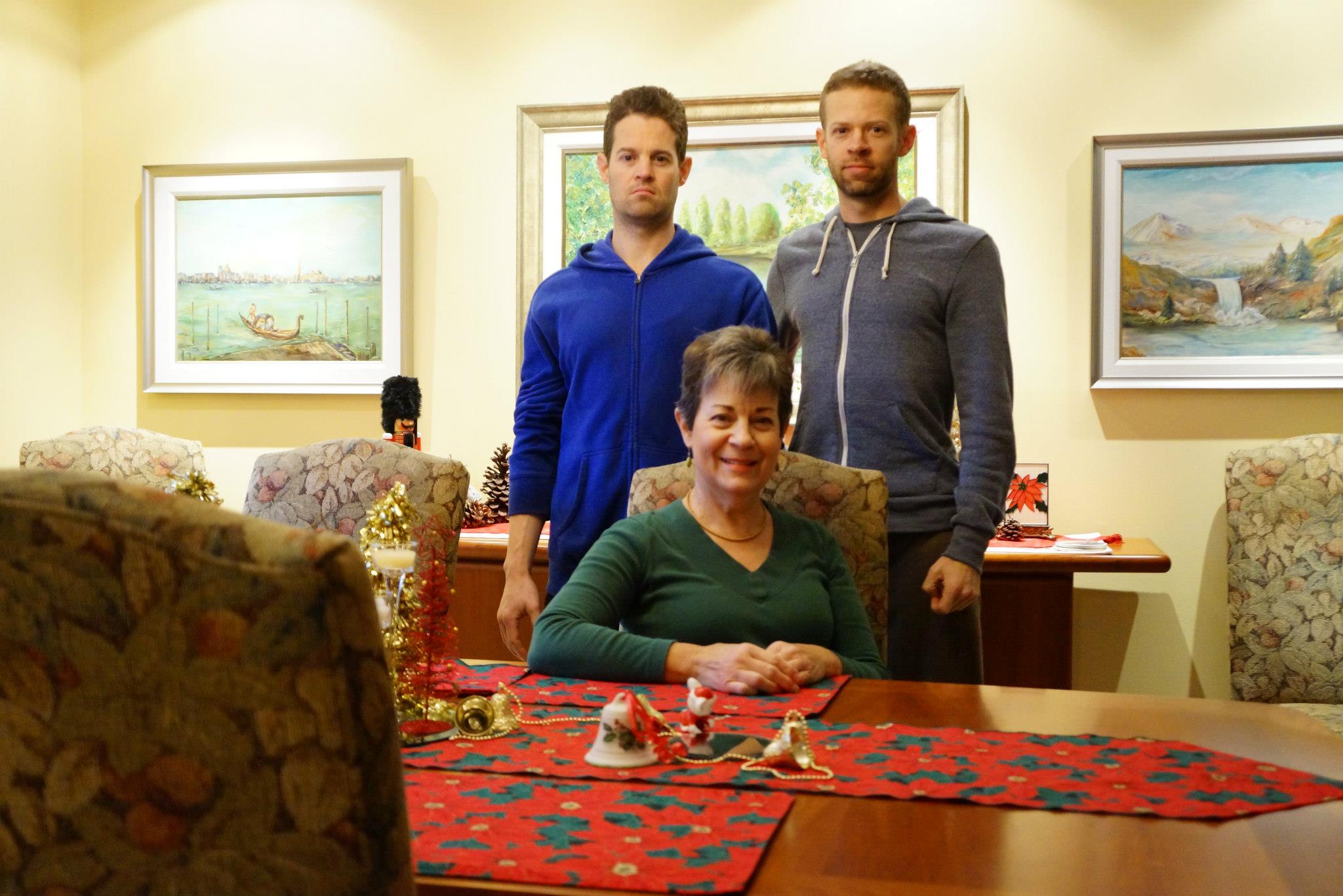 Elice with her sons at Christmas