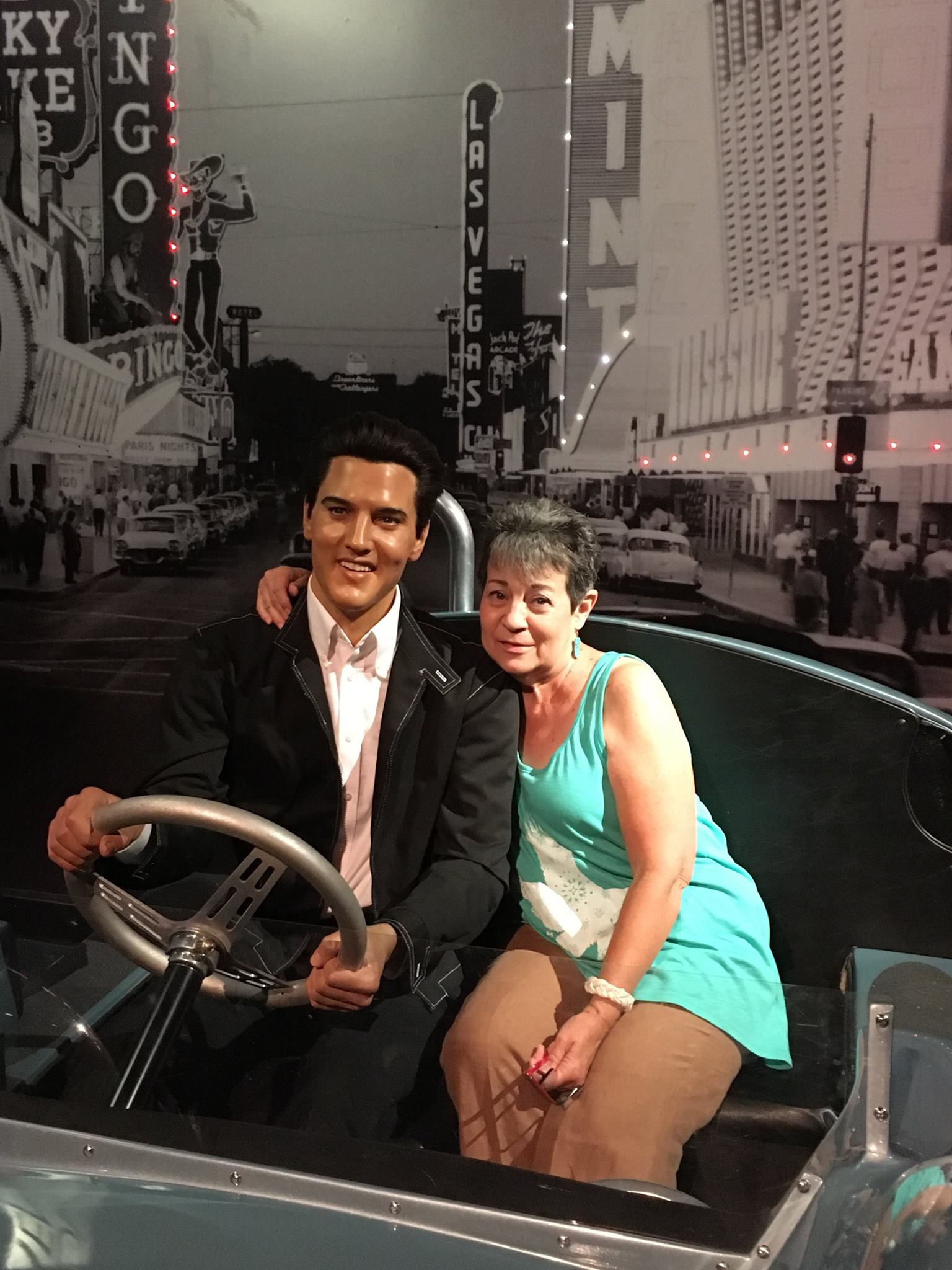 Elice at an Elvis attraction in Las Vegas